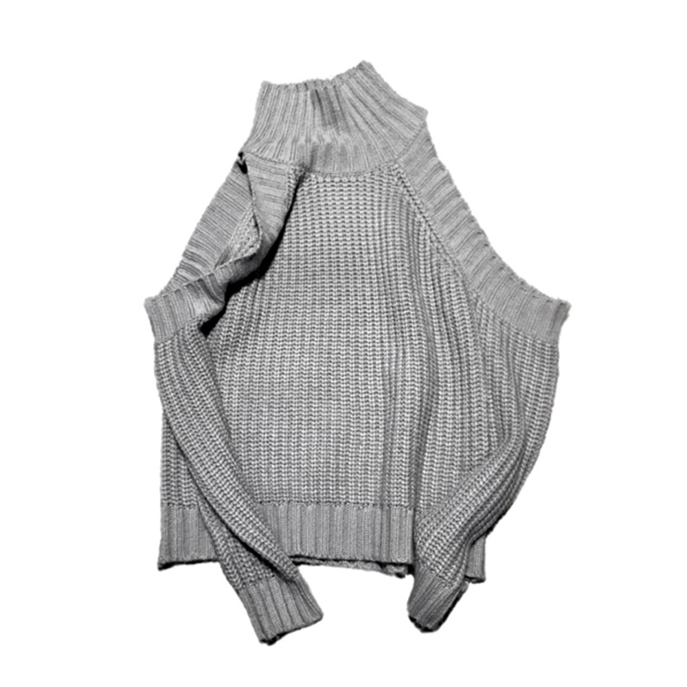 4SI3NNA ✦ Acrylic Cut Out Turtleneck Gray Sweater (S)